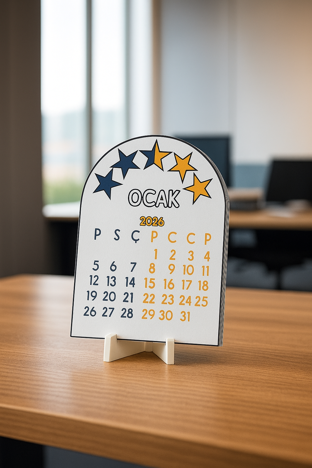 2026 Takvim - Taraftar Masaüstü Takvim- Standlı Takvim (Sarı Lacivert)