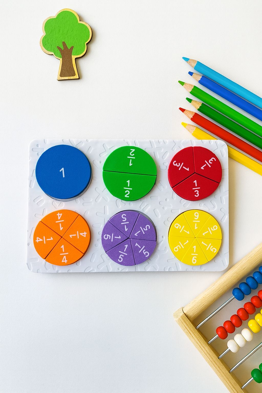 Renkli Kesir Öğrenme Seti | Matematik Öğrenme Oyuncağı | Eğitici Kesir Dairesi Seti