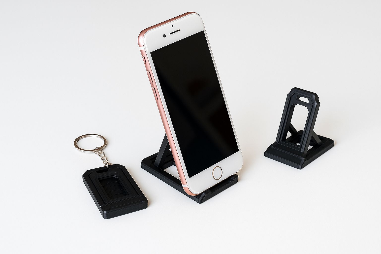 Telefon Standlı Anahtarlık - Katlanabilir Masa Üstü Telefon Tutucu - Ayarlanabilir Telefon Standı