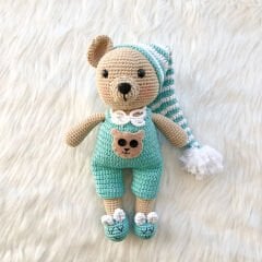 Uykucu Ayıcık Örgü Uyku Arkadaşı Oyuncak  (Amigurumi)