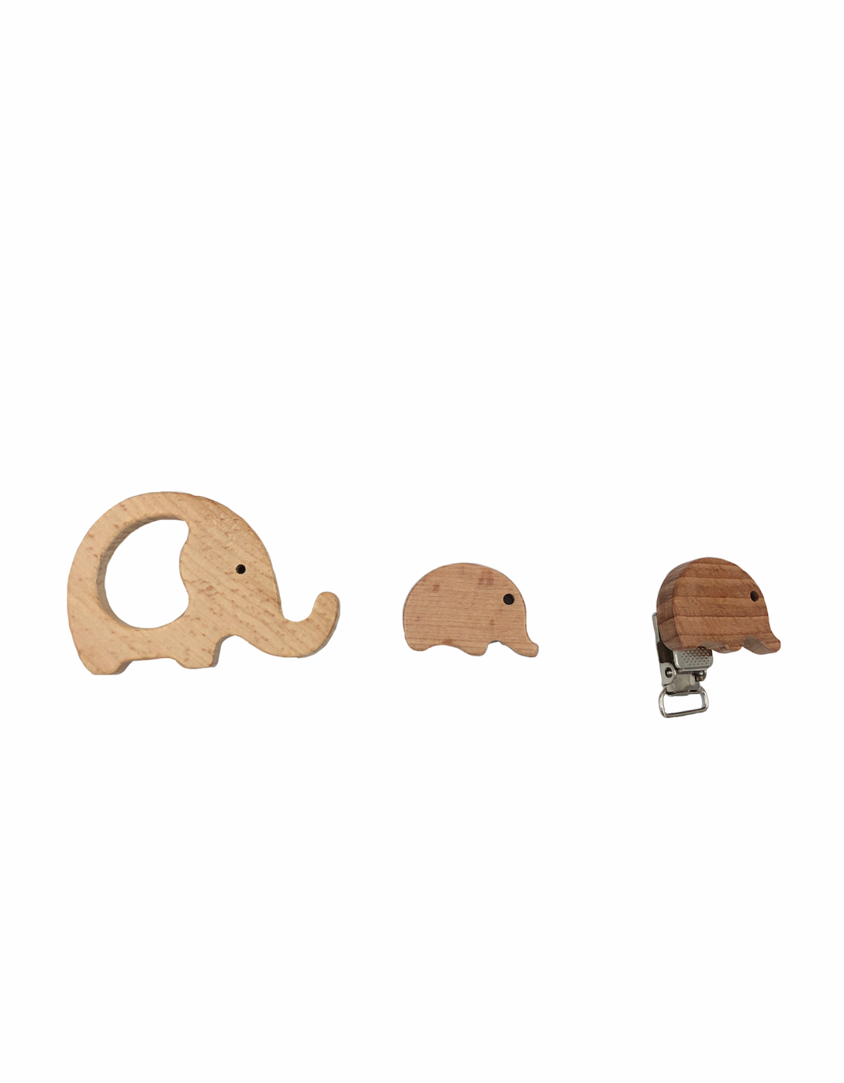 Ahşap Halka, Klips, Figürlü Boncuk Set (Fil)