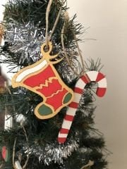 Ahşap El Boyaması 9lu Noel Çam Ağacı Süsü