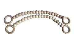 Ahşap Boncuklu Çanta Sapı 38 cm (1 Takım)