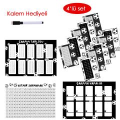 4'lü Çarpım Tablosu Seti - Kalem Hediyeli (Taraftar Siyah Beyaz)