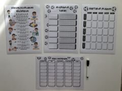Çocuklar İçin Planlayıcı Set - Siyah Beyaz (Alışkanlık Takibi, Haftalık Planlayıcı, Sorumluluk Takibi, Ders Programı)
