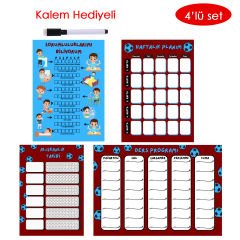 Çocuklar İçin Planlayıcı Set - Bordo Mavi (Alışkanlık Takibi, Haftalık Planlayıcı, Sorumluluk Takibi, Ders Programı)(Kopya)