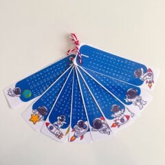 Uzay Desenli Çarpım Tablosu Çalışma Kartları 4x13 cm