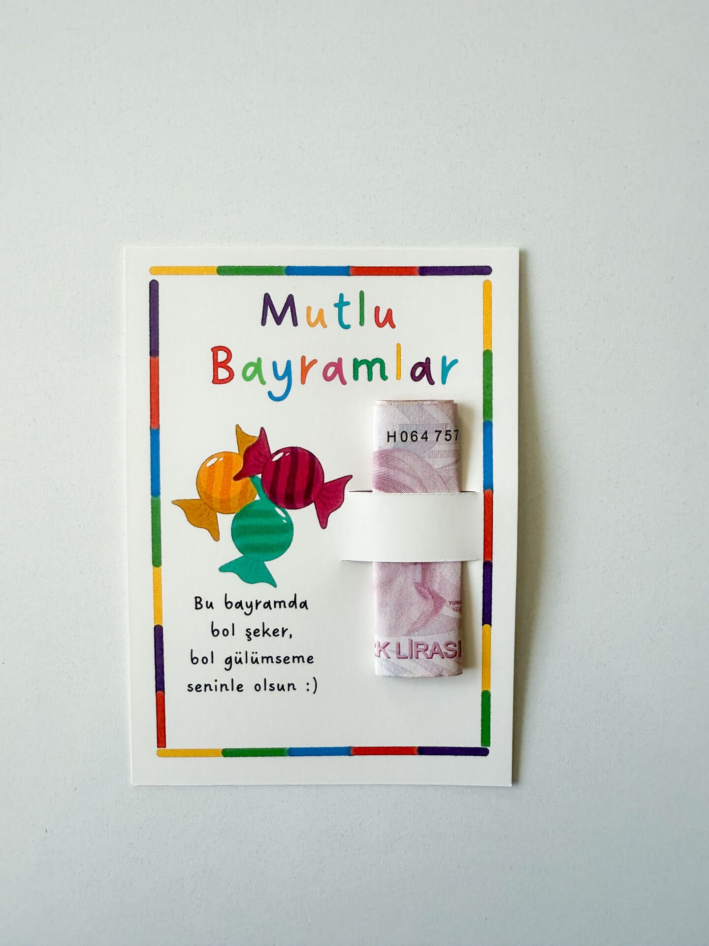 Bayram Tebrik Kartı - Bayram Harçlık Kartı - Kurban Bayramı - Ramazan Bayramı Model 2