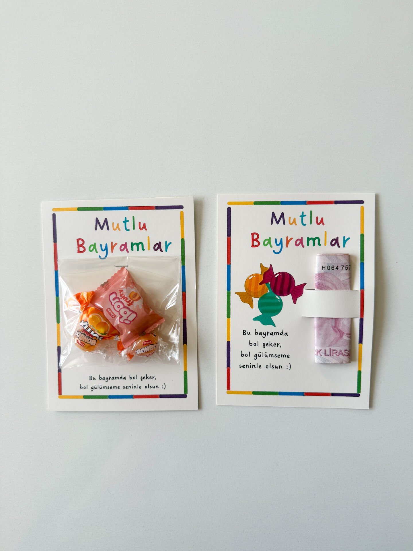 2li Set  Bayram Tebrik Kartı - Bayram Şekeri Kartı - Kurban Bayramı - Ramazan Bayramı Model 2